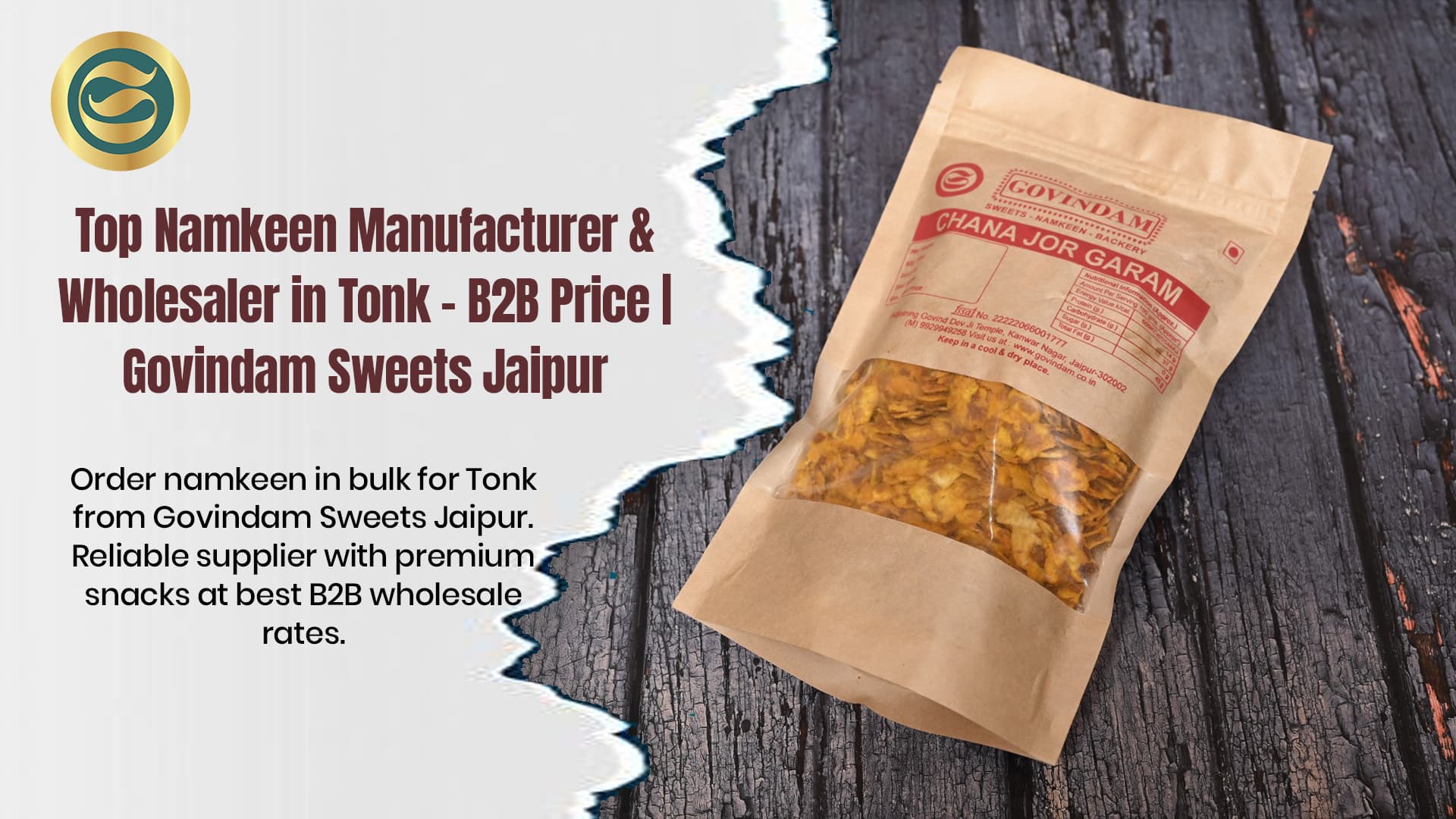 Top Namkeen Manufacturer & Wholesaler in Tonk – B2B Price | Govindam Sweets Jaipur